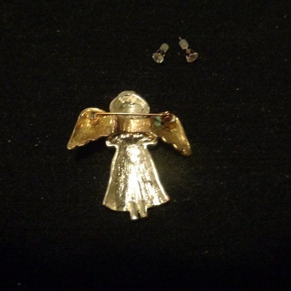 SWEET VINTAGE ANGLE PIN W SHINE TINY EARINGS LOT - Picture 3 of 5